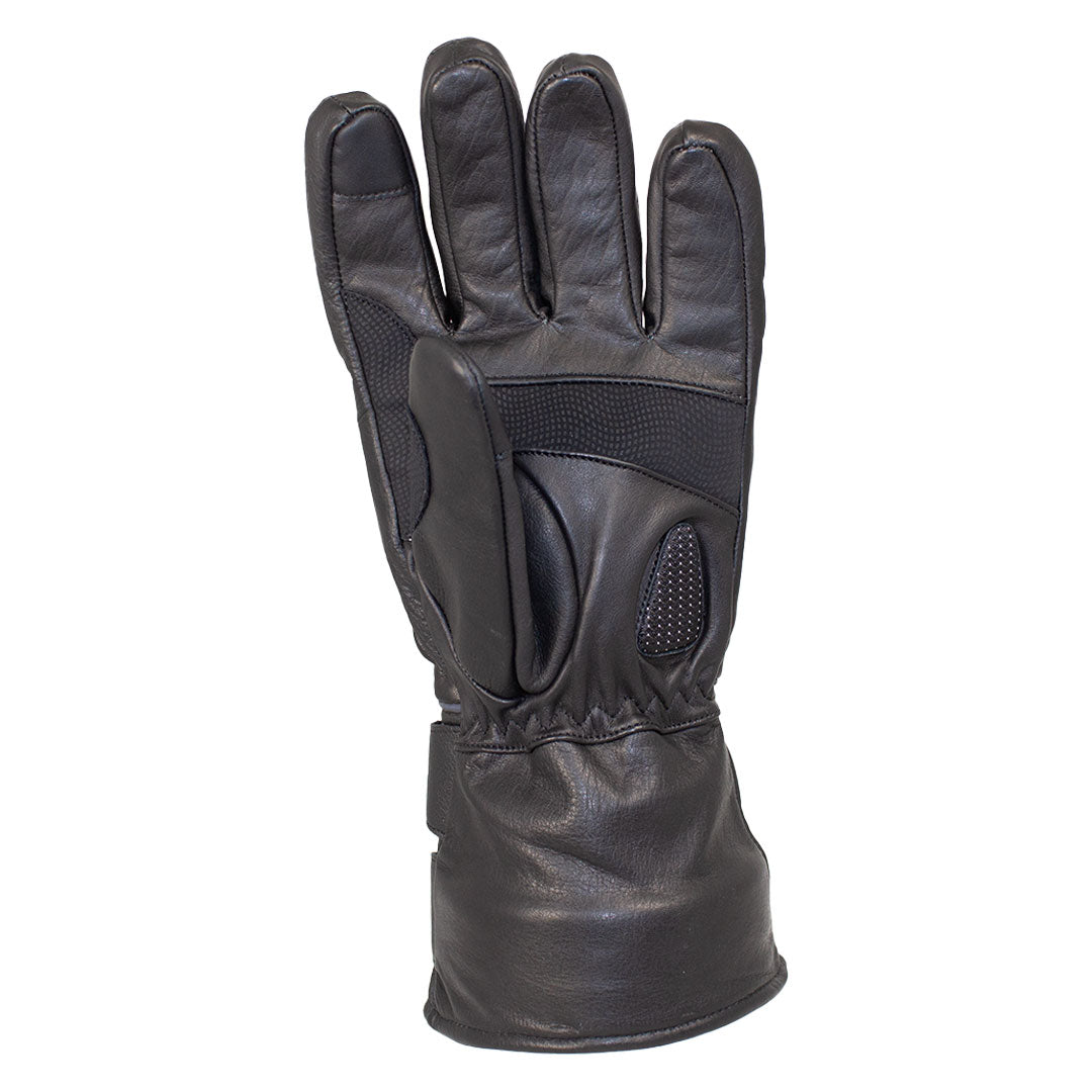 Open Road Men's Leather Motorcycle Gauntlet with Reflective Trim