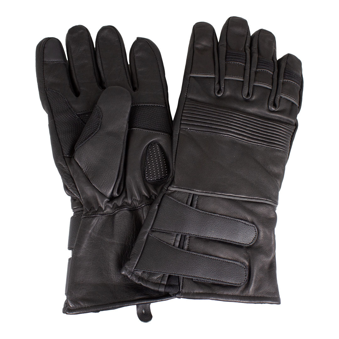 Open Road Men's Leather Motorcycle Gauntlet with Reflective Trim