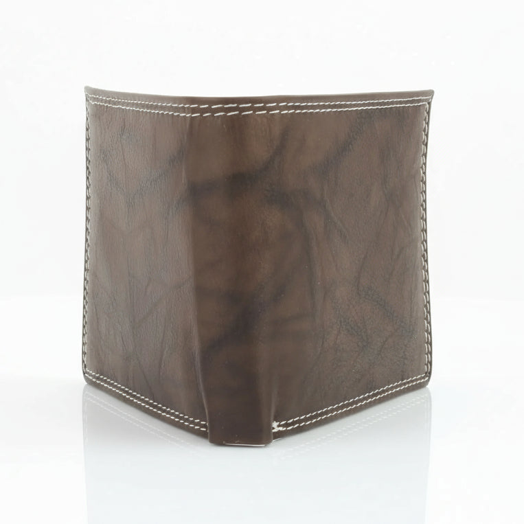 Men's Oil Pull Up Top Flap Bifold Wallet