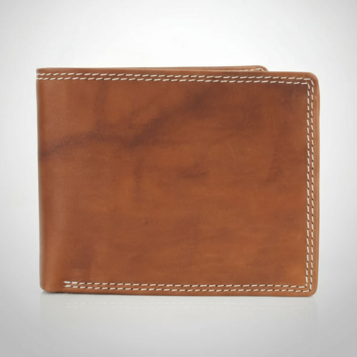 Men's Oil Pull Up Top Flap Bifold Wallet