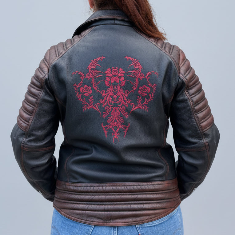 Open Road Women's Genuine Leather Two Tone Motorcycle Jacket - Boutique of Leathers/Open Road
