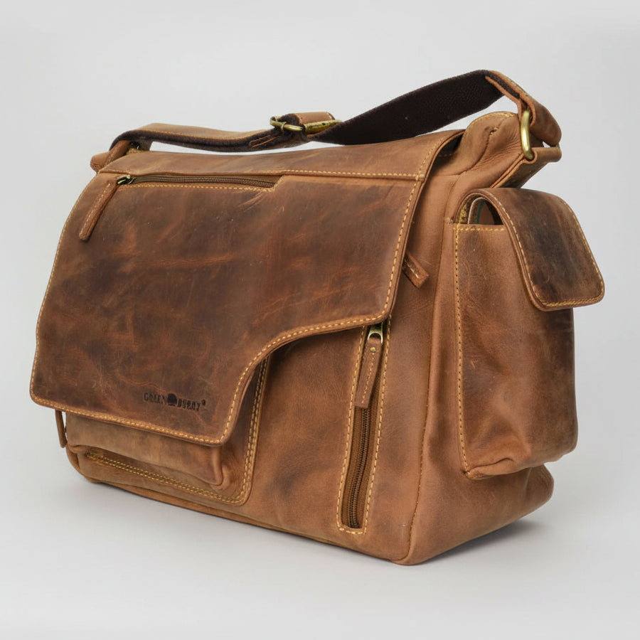 Greenburry Vintage Leather Messenger Bag. A4 Business Shoulder Bag