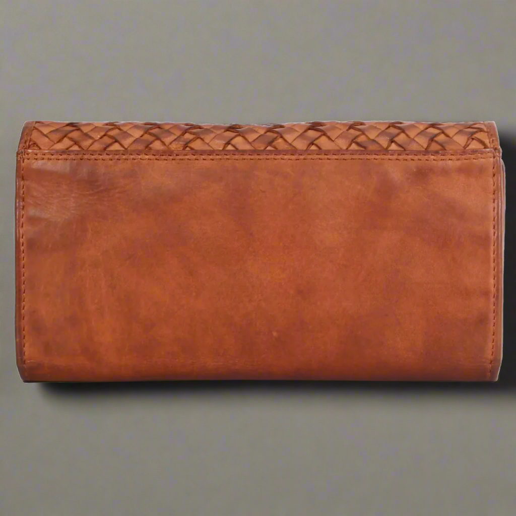 Women's Leather Basket Weave Purse