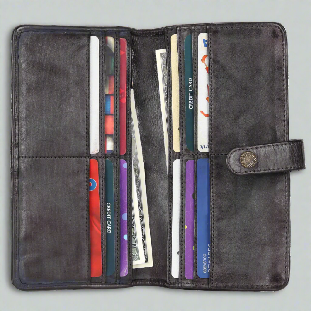 MET Women's Snap Tab Leather Wallet