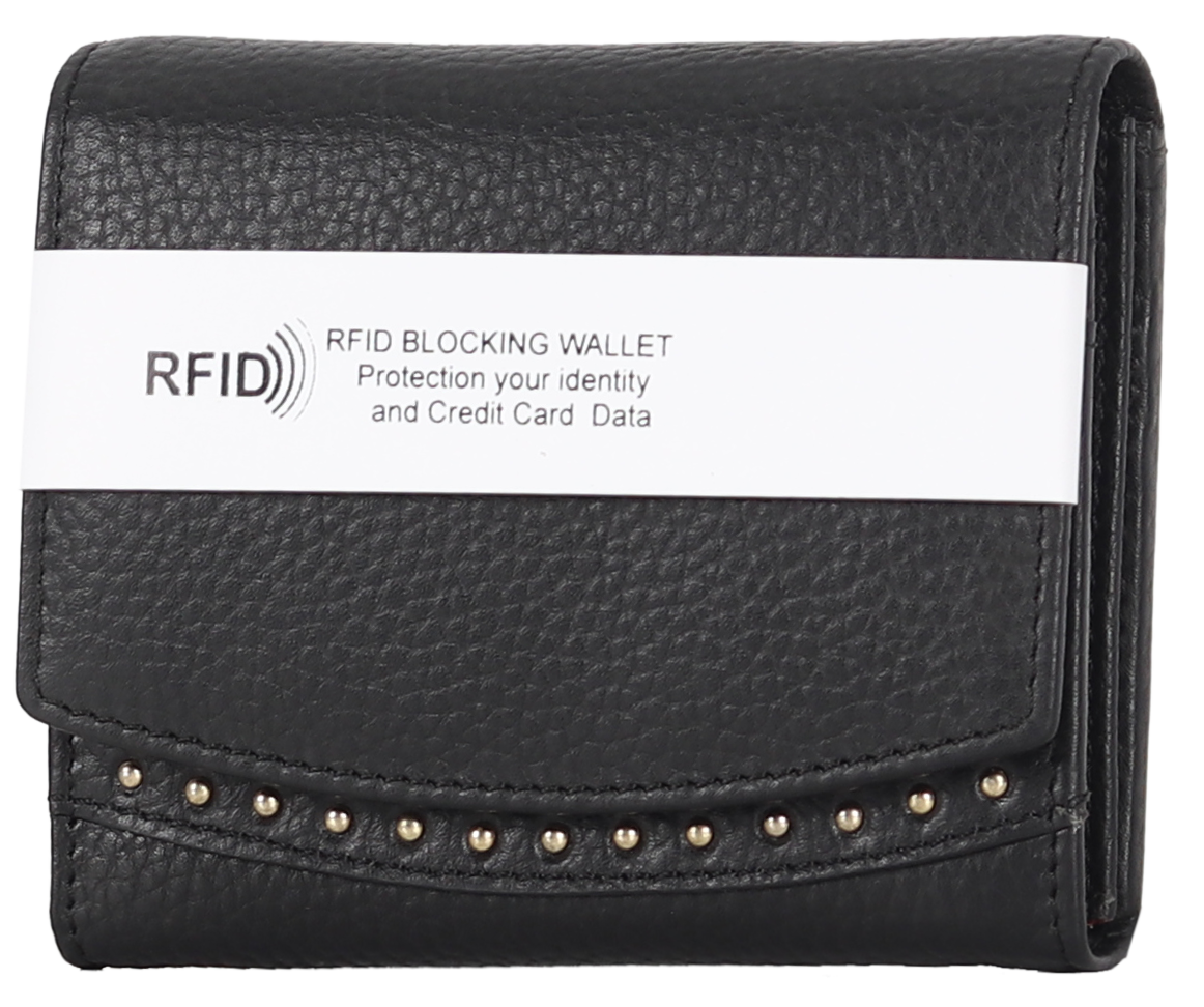 Rugged Earth Women's Leather Small Wallet with Round Studs