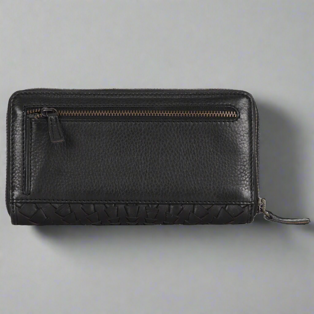 Rugged Earth Women's Wallet Zip Around Whip Stitch