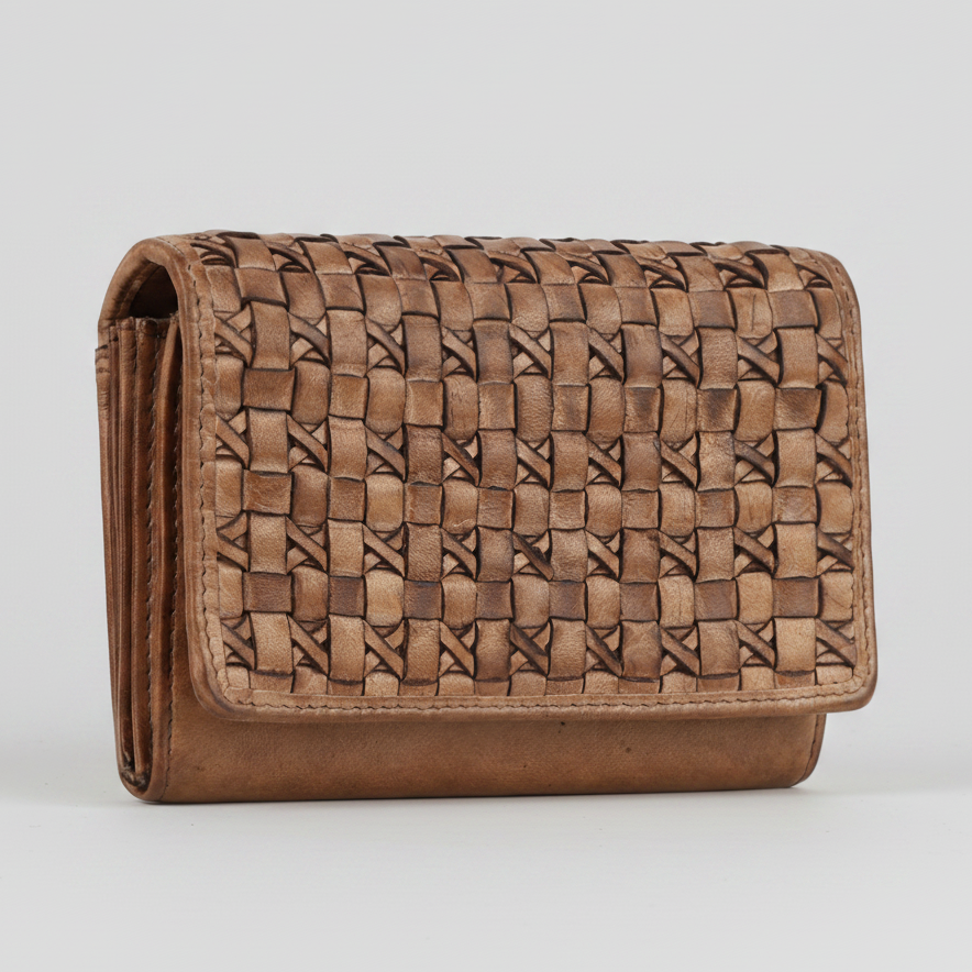 MET Women’s Leather Crosswoven Wallet - Boutique of Leathers/Open Road