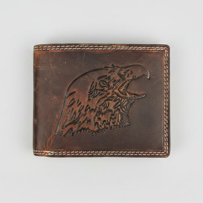 Men’s Screaming Eagle Embossed Bifold Leather Wallet