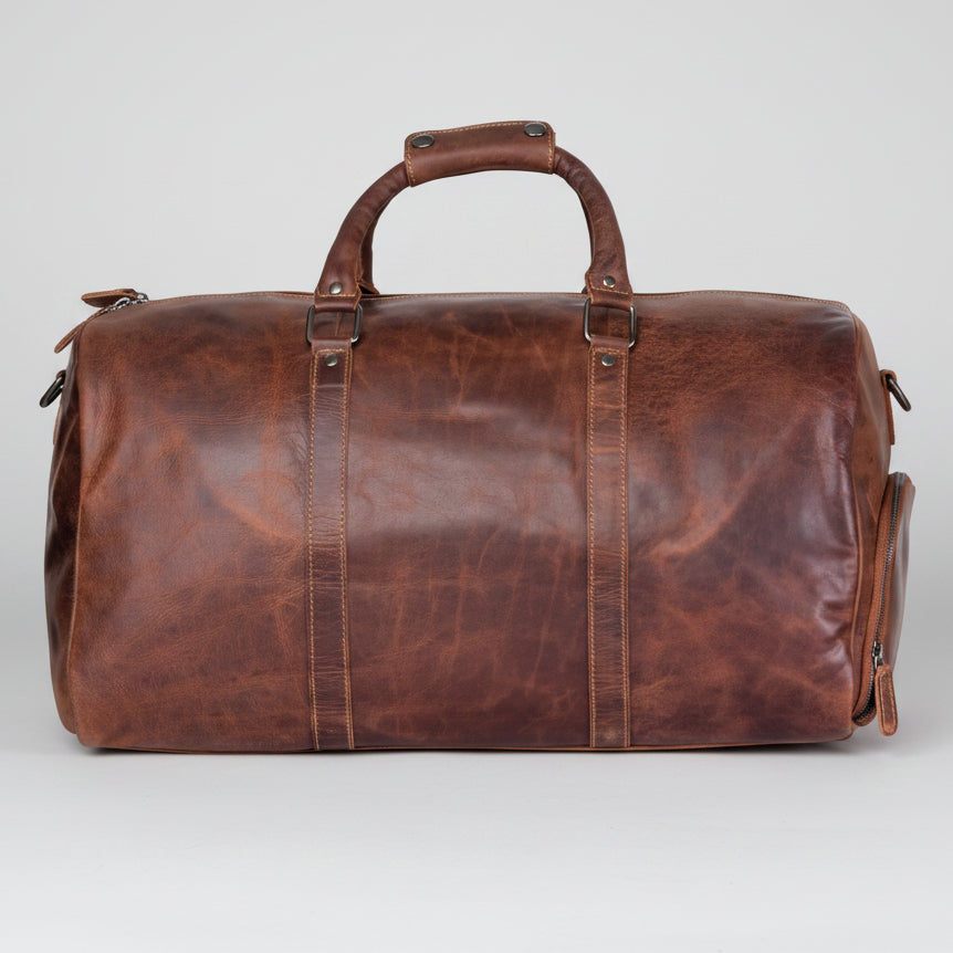 Greenwood Leather Overnight Travel Duffle Bag. Premium Weekender & Gym Companion