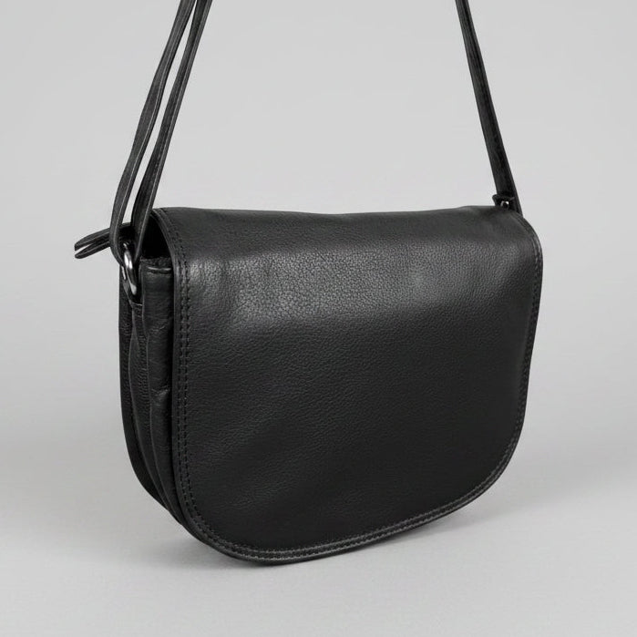 MET Premium Leather Crossbody Bag. Soft Genuine Leather Flap Purse with Adjustable Strap