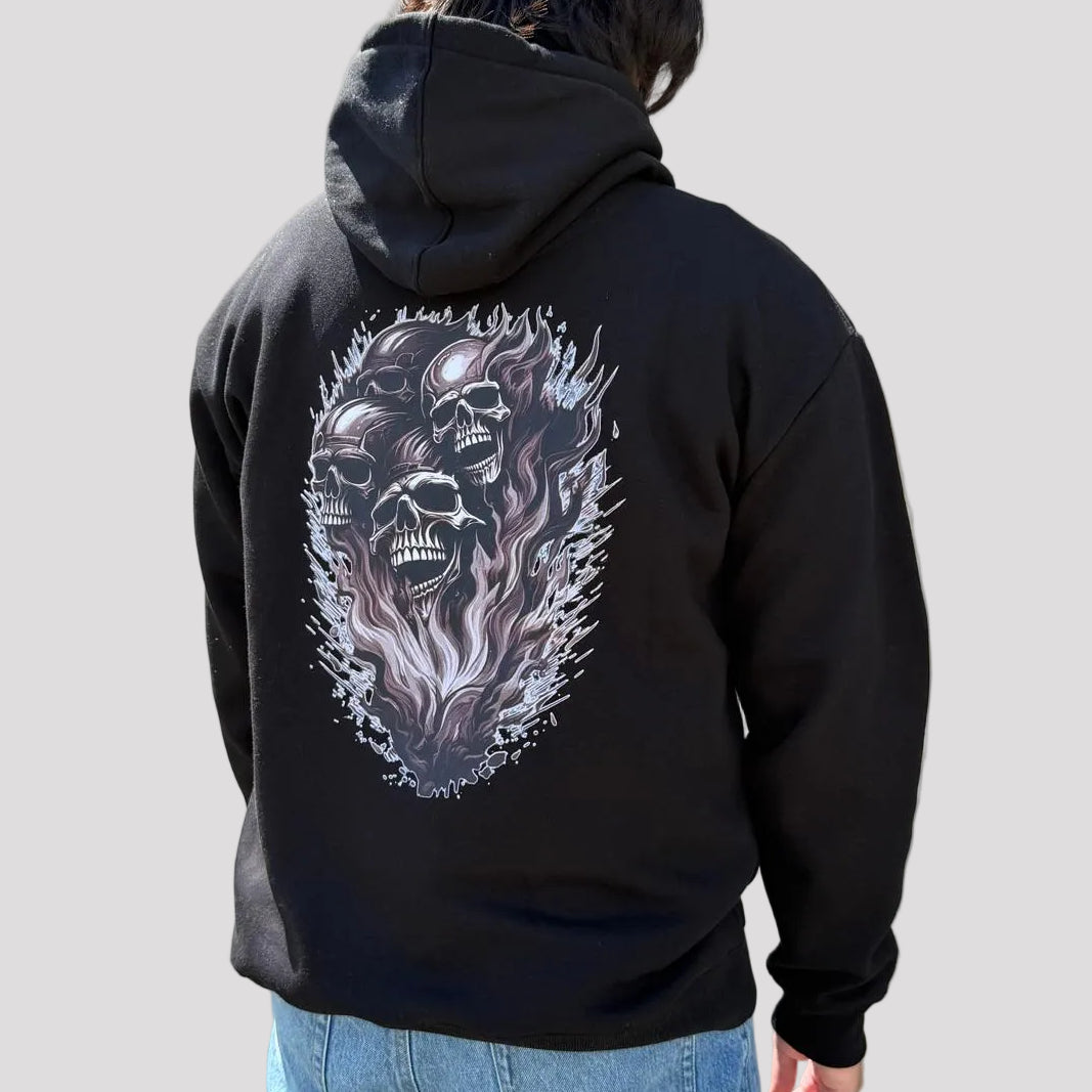 Open Road Men's Four Skulls on Fire Graphic Hoodie