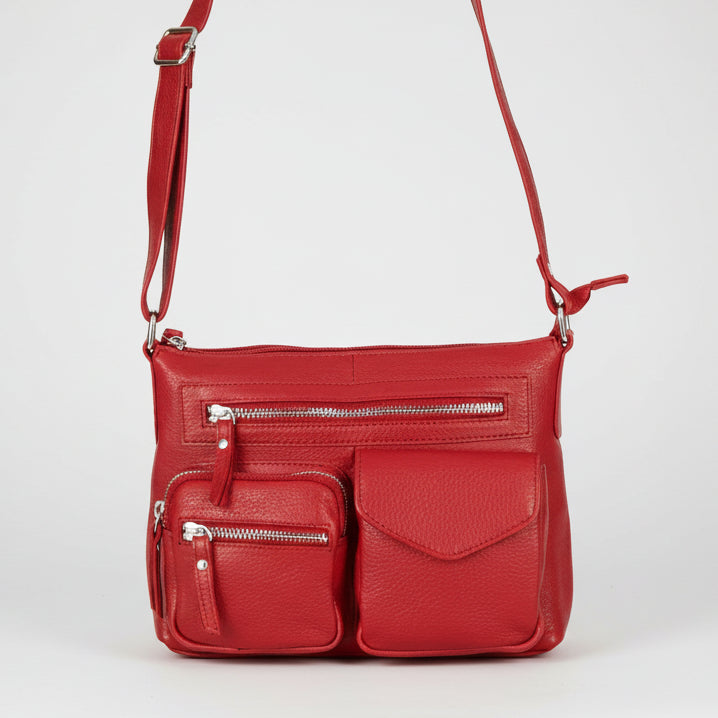 Greenwood Leather Multi-Pocket Crossbody Bag. Premium Pebbled Leather Handbag - Boutique of Leathers/Open Road