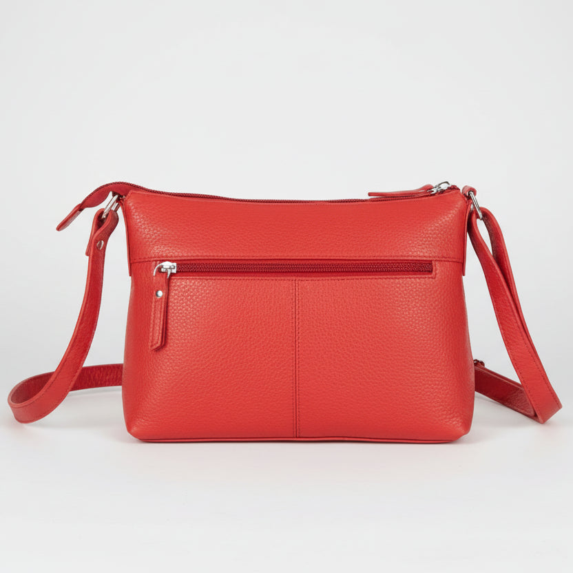 Greenwood Leather Multi-Pocket Crossbody Bag. Premium Pebbled Leather Handbag - Boutique of Leathers/Open Road