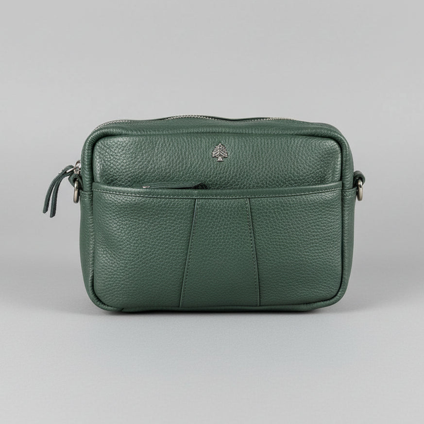 Greenwood Leather Mini Crossbody Bag. Premium Full-Grain Pebbled Leather Handbag - Boutique of Leathers/Open Road