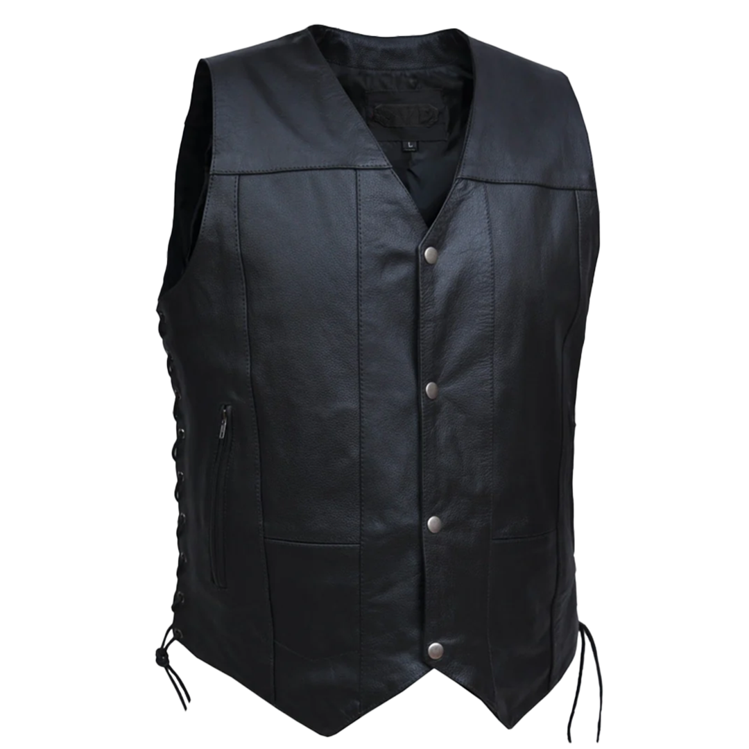 Open Road Men's 10 Pocket Leather Gunslinger Vest