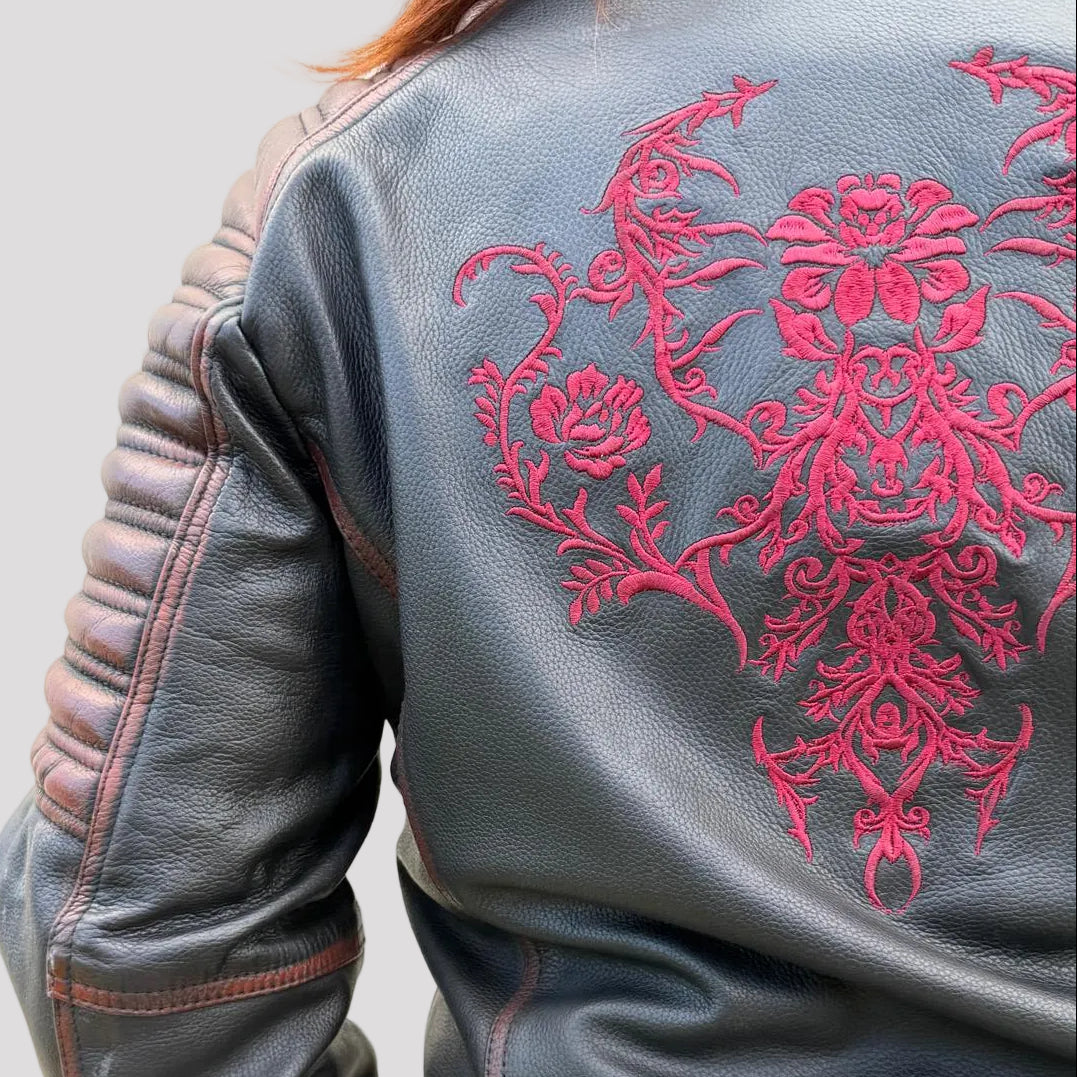 Open Road Women's Genuine Leather Two Tone Motorcycle Jacket - Boutique of Leathers/Open Road