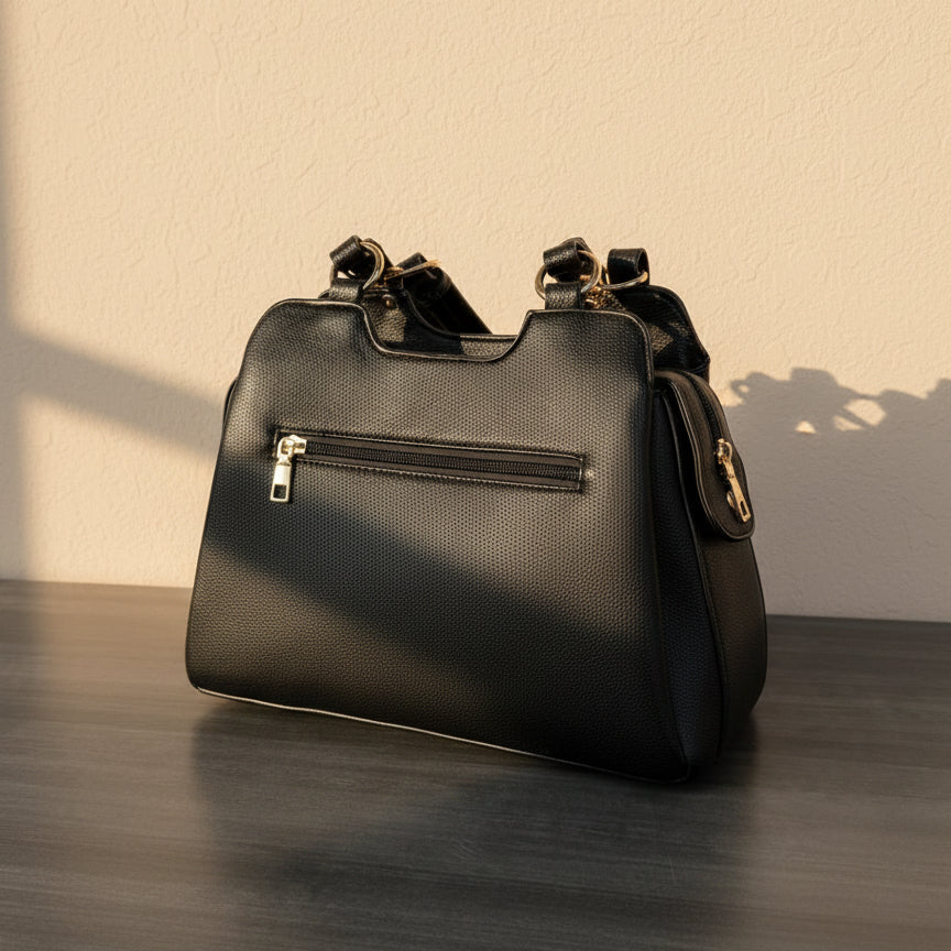 Temptation Italy Faux Leather Shoulder Bag. Floral & Butterfly Embossed Handbag