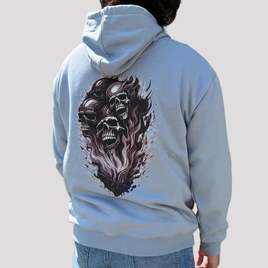 Open Road Men's Four Skulls on Fire Graphic Hoodie