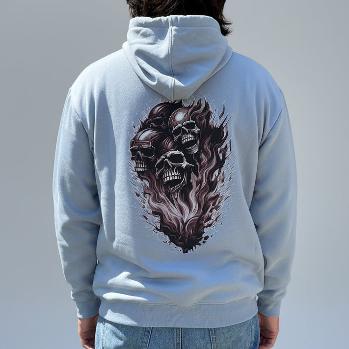 Open Road Men's Four Skulls on Fire Graphic Hoodie