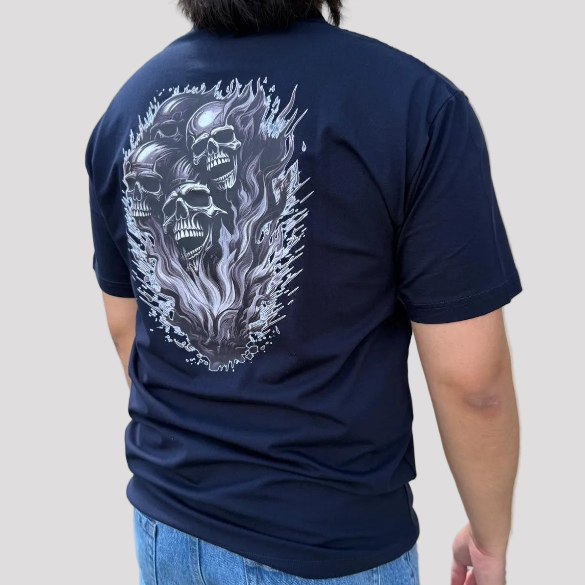 Open Road Men's Four Skulls on Fire Graphic T-Shirt