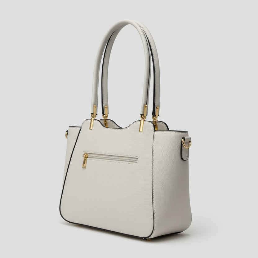 Temptation Italy Faux Leather Tote Bag. Floral & Dragonfly Embossed Shoulder Bag with Tassel Charm