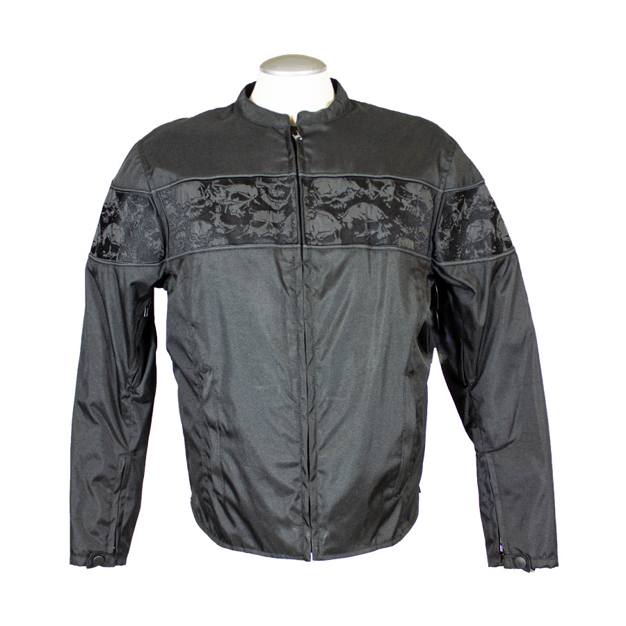 Men's Reflective Skull Textile Motorcycle Jacket