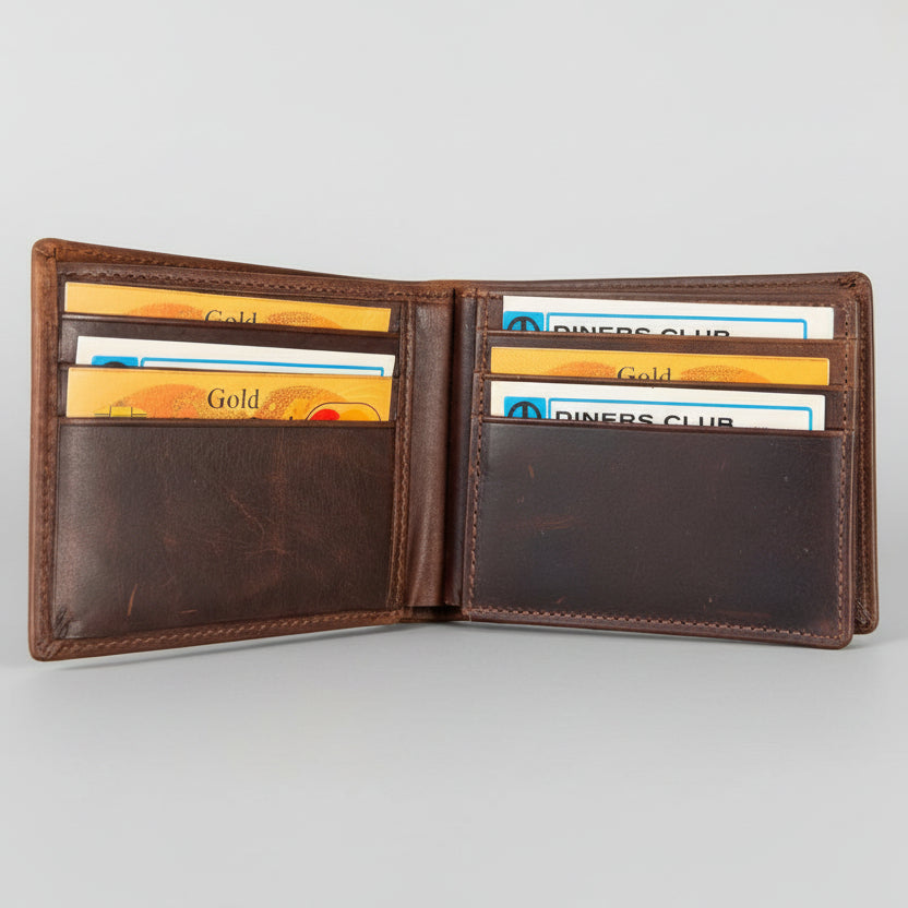 Men’s Genuine Leather Bifold Wallet. High Capacity 12 Card Slot Organizer