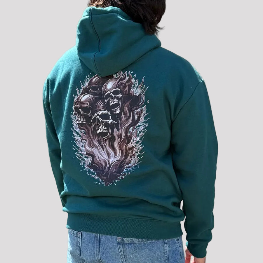 Open Road Men's Four Skulls on Fire Graphic Hoodie