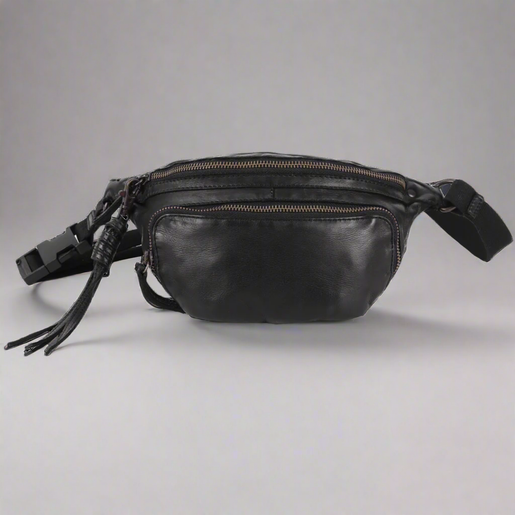 MET Front Zip Leather Belt Bag