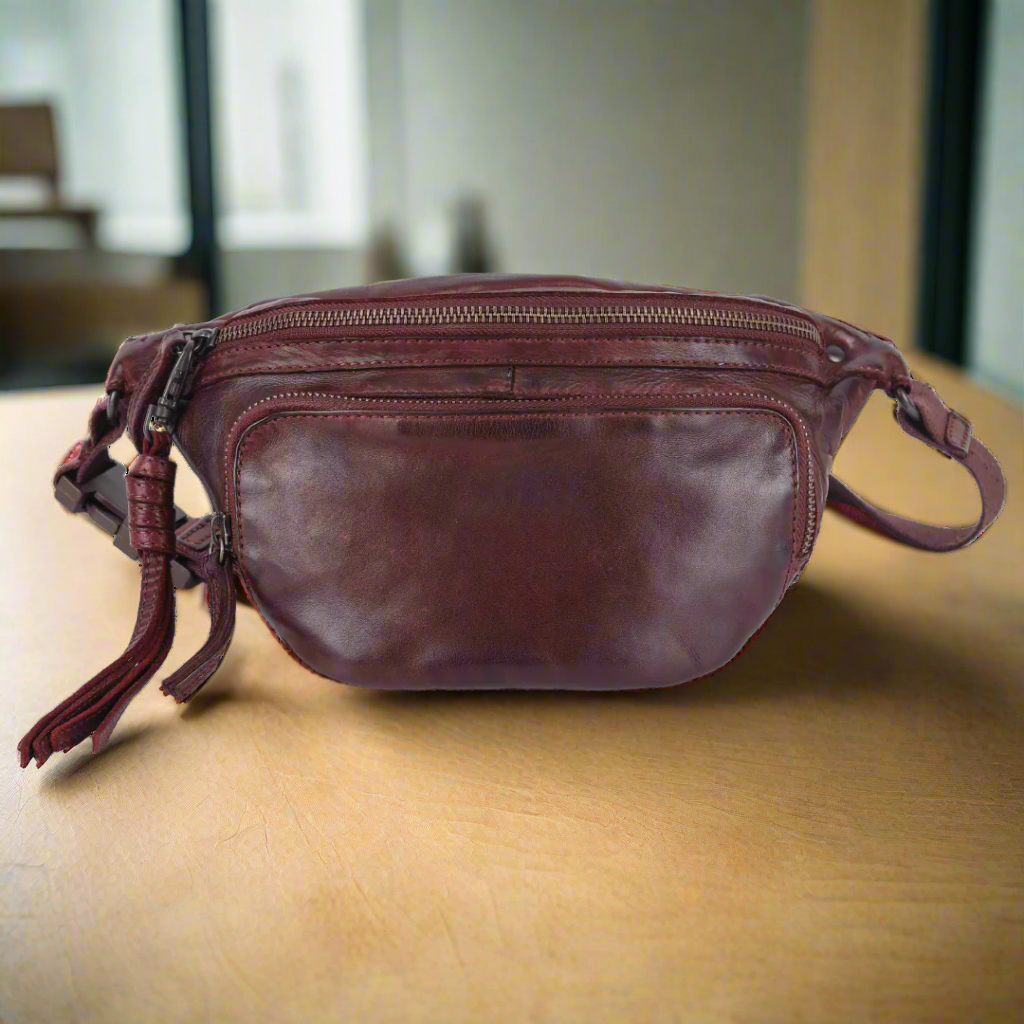 MET Front Zip Leather Belt Bag