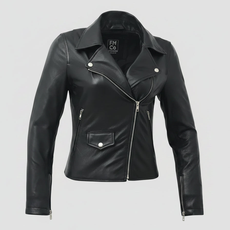 Women’s Lightweight Leather Fashion Jacket | Soft Naked Cowhide Casual Moto Style
