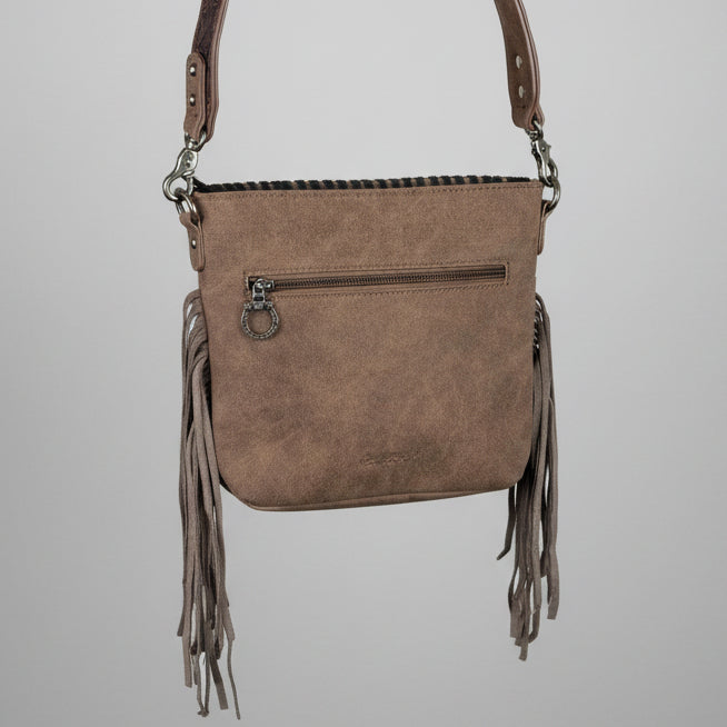 Montana West Tooled Aztec Concho Crossbody. Western Fringe Bag with Floral Strap