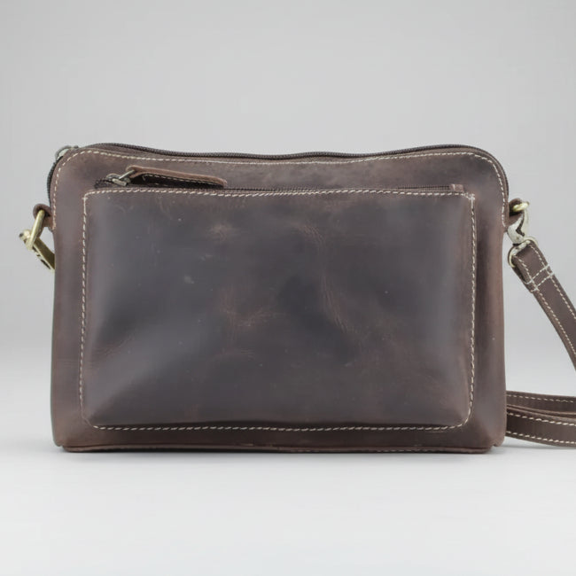 Hunter Leather Front Pocket Crossbody Bag
