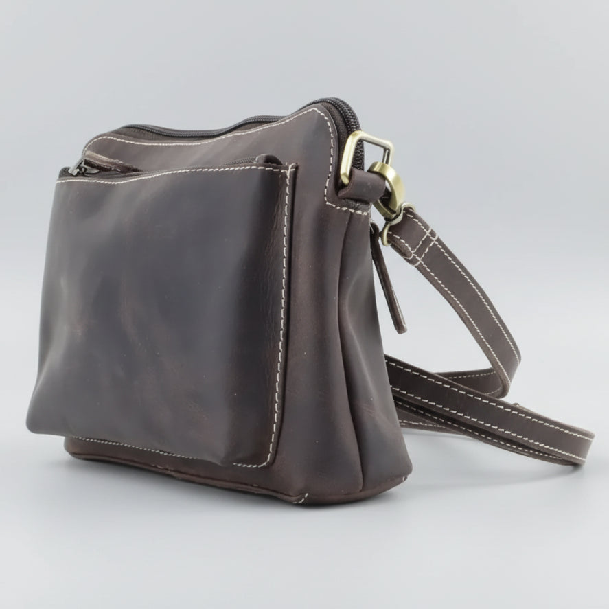 Hunter Leather Front Pocket Crossbody Bag