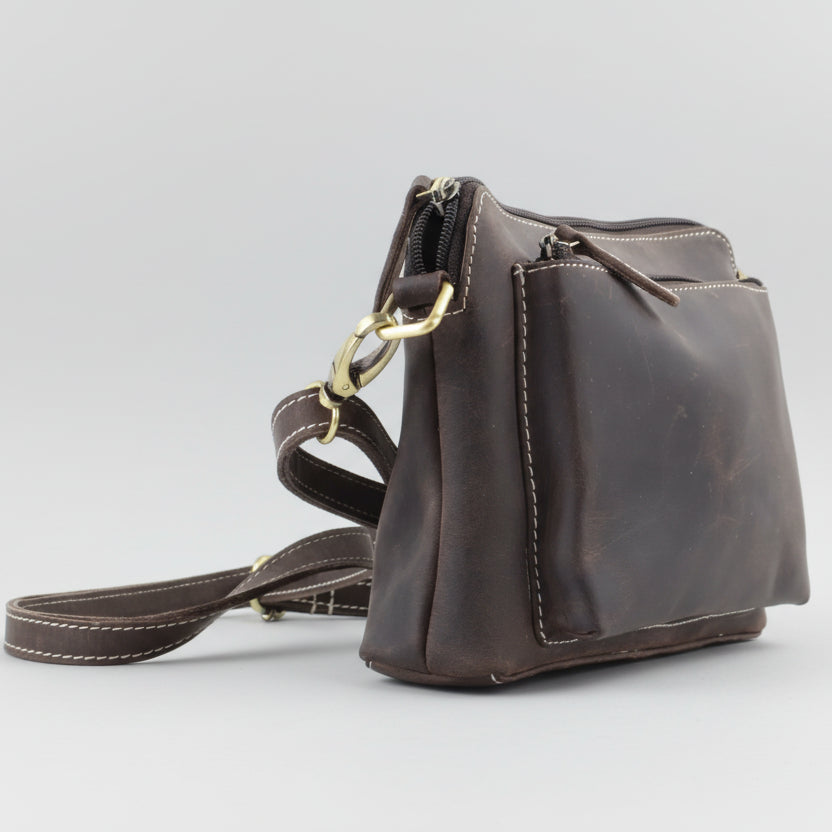 Hunter Leather Front Pocket Crossbody Bag