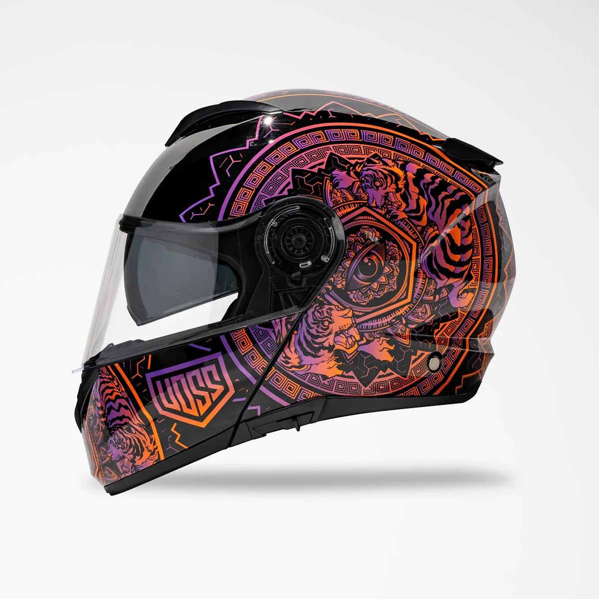 Voss 580 Conquest Gloss Neon Mandala Motorcycle Helmet - Boutique of Leathers/Open Road