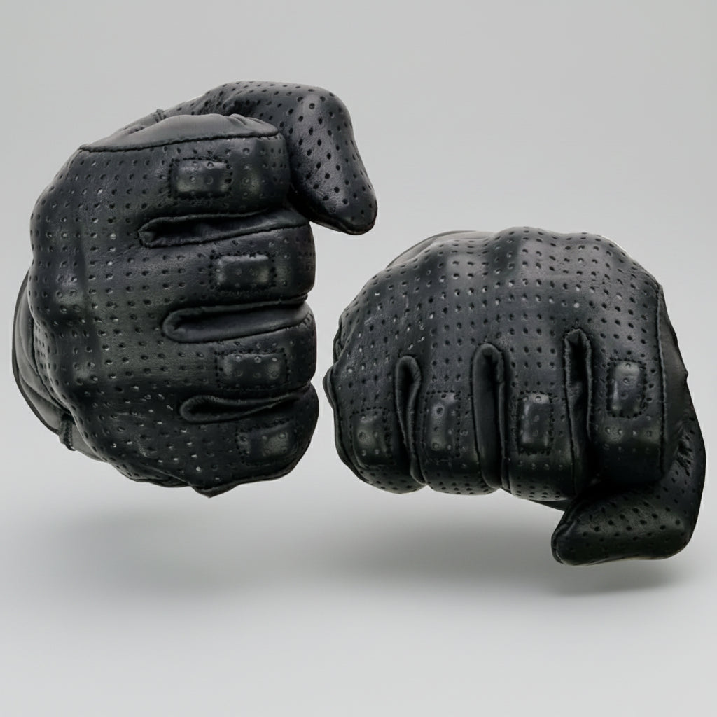 Open Road Men's Perforated Armored Leather Motorcycle Gloves
