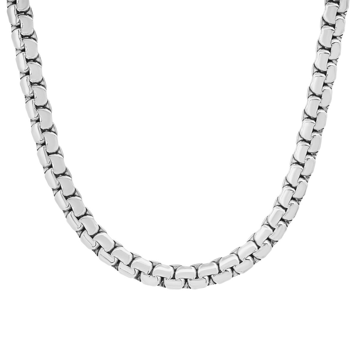 Men’s Stainless Steel Flat Box Chain Necklace for Bikers