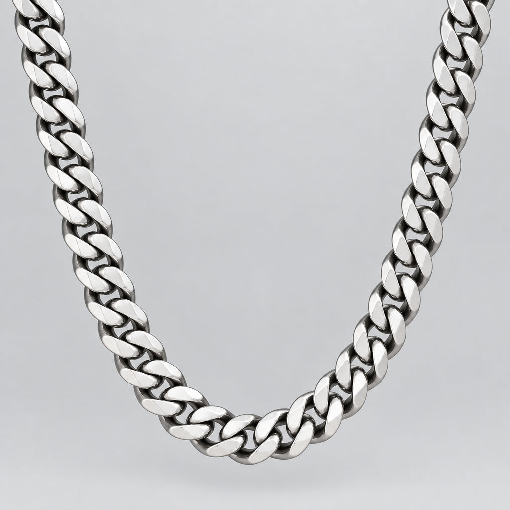 Men’s Gunmetal Stainless Steel Cuban Chain Necklace. Heavy-Duty Biker Style - Boutique of Leathers/Open Road