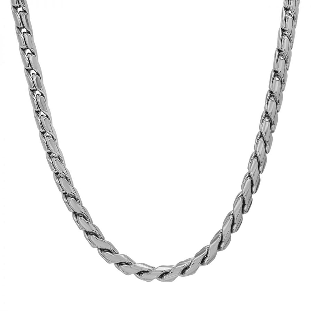 SteelTime Men's Oxidized Stainless Steel Fancy Link Chain Necklace