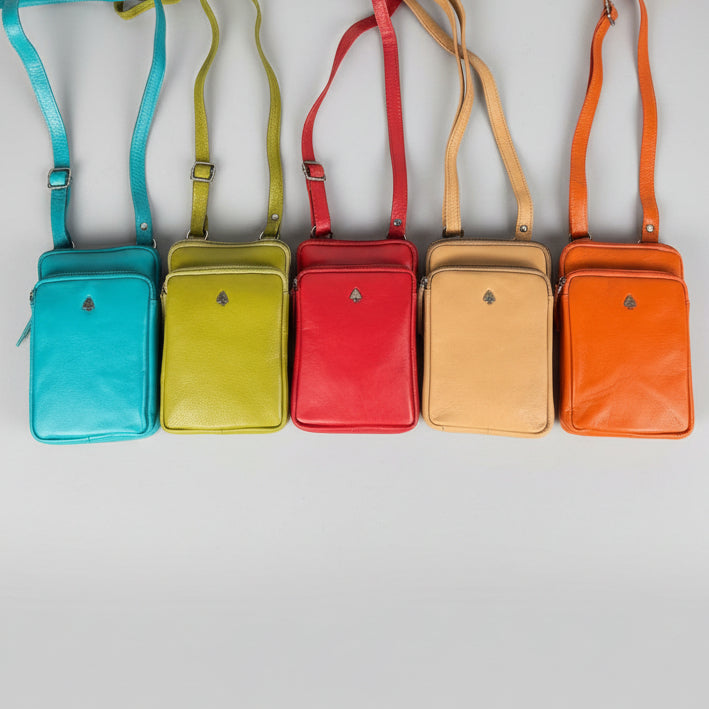 Greenwood Leather Compact Mini Crossbody. Slim Full-Grain Leather Phone Bag & Travel Organizer - Boutique of Leathers/Open Road