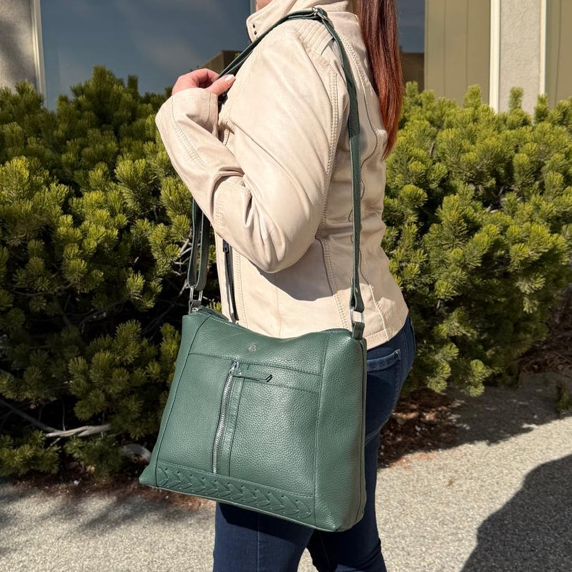 Greenwood Leather Elegant Crossbody Bag. Full-Grain Leather Shoulder Bag - Boutique of Leathers/Open Road
