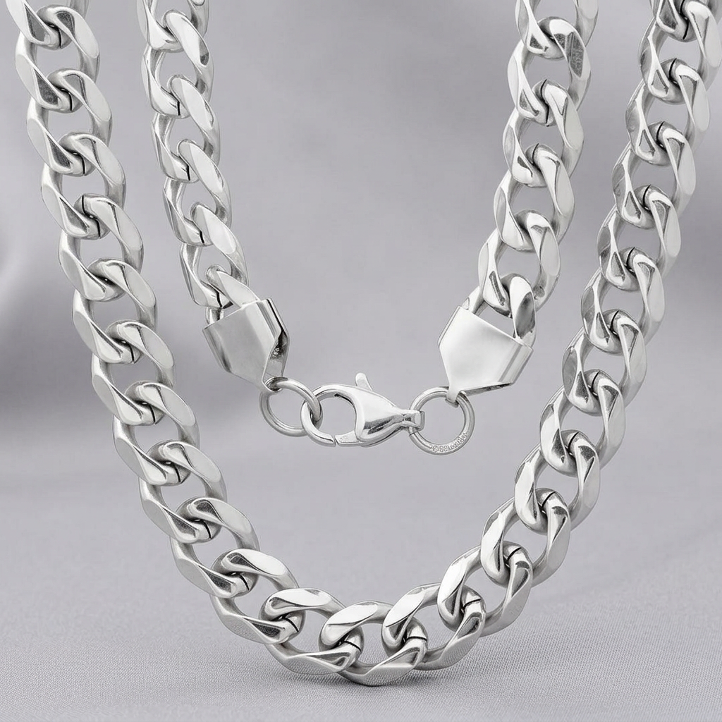 Men’s 24" Stainless Steel Curb Chain Necklace. Heavy-Duty Polished Biker Link - Boutique of Leathers/Open Road