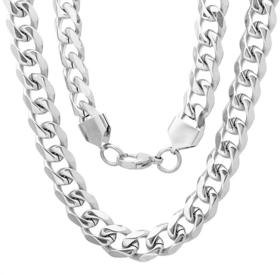 Men’s 24" Stainless Steel Curb Chain Necklace. Heavy-Duty Polished Biker Link