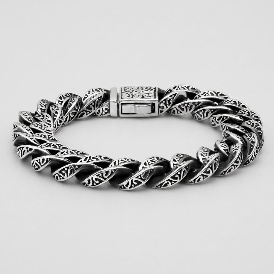 Men’s Oxidized Stainless Steel Cuban Link Bracelet. Vintage Biker Chain - Boutique of Leathers/Open Road