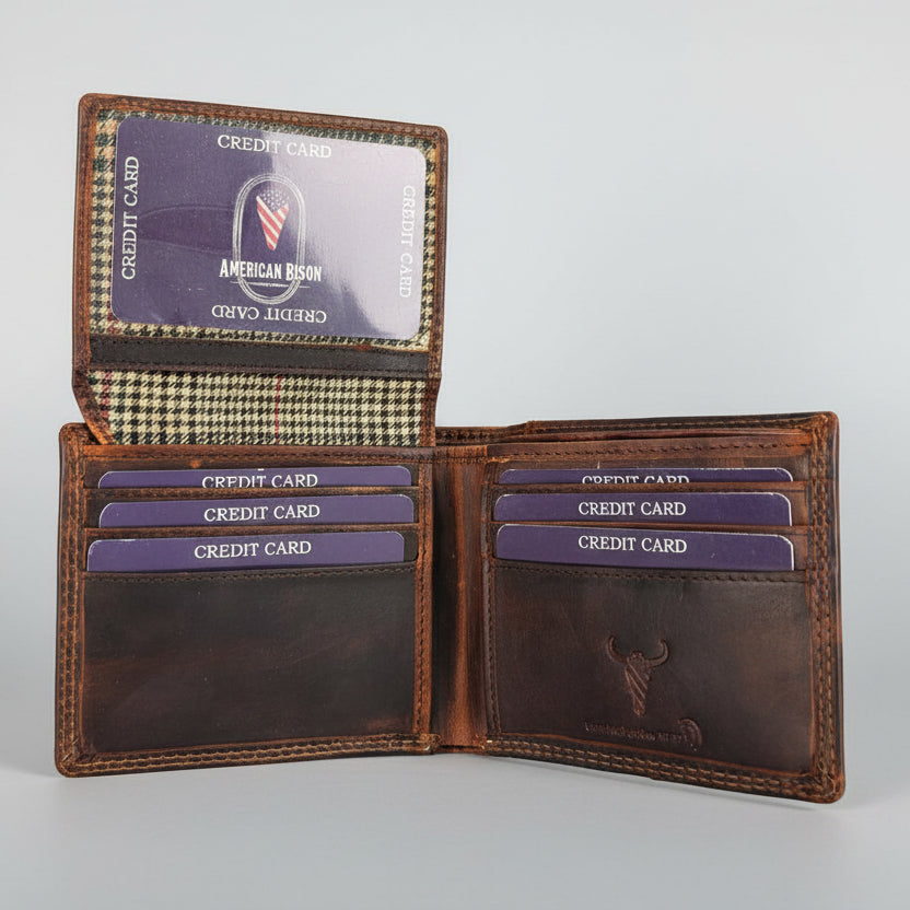 Men’s Genuine Cow Leather Bifold Wallet. Embossed Deer Design with RFID Protection - Boutique of Leathers/Open Road