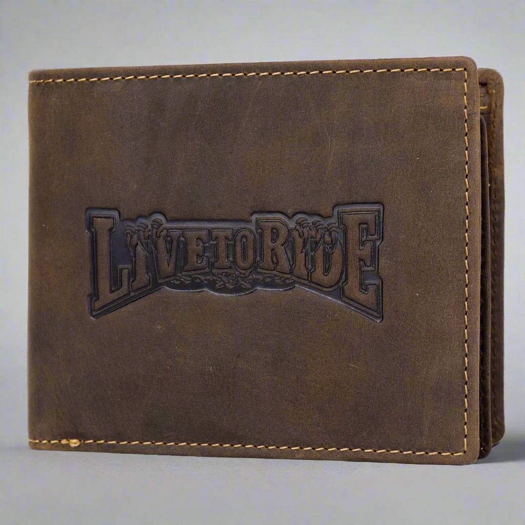 BOL/Open Road Men's Live To Ride Distressed Leather Wallet