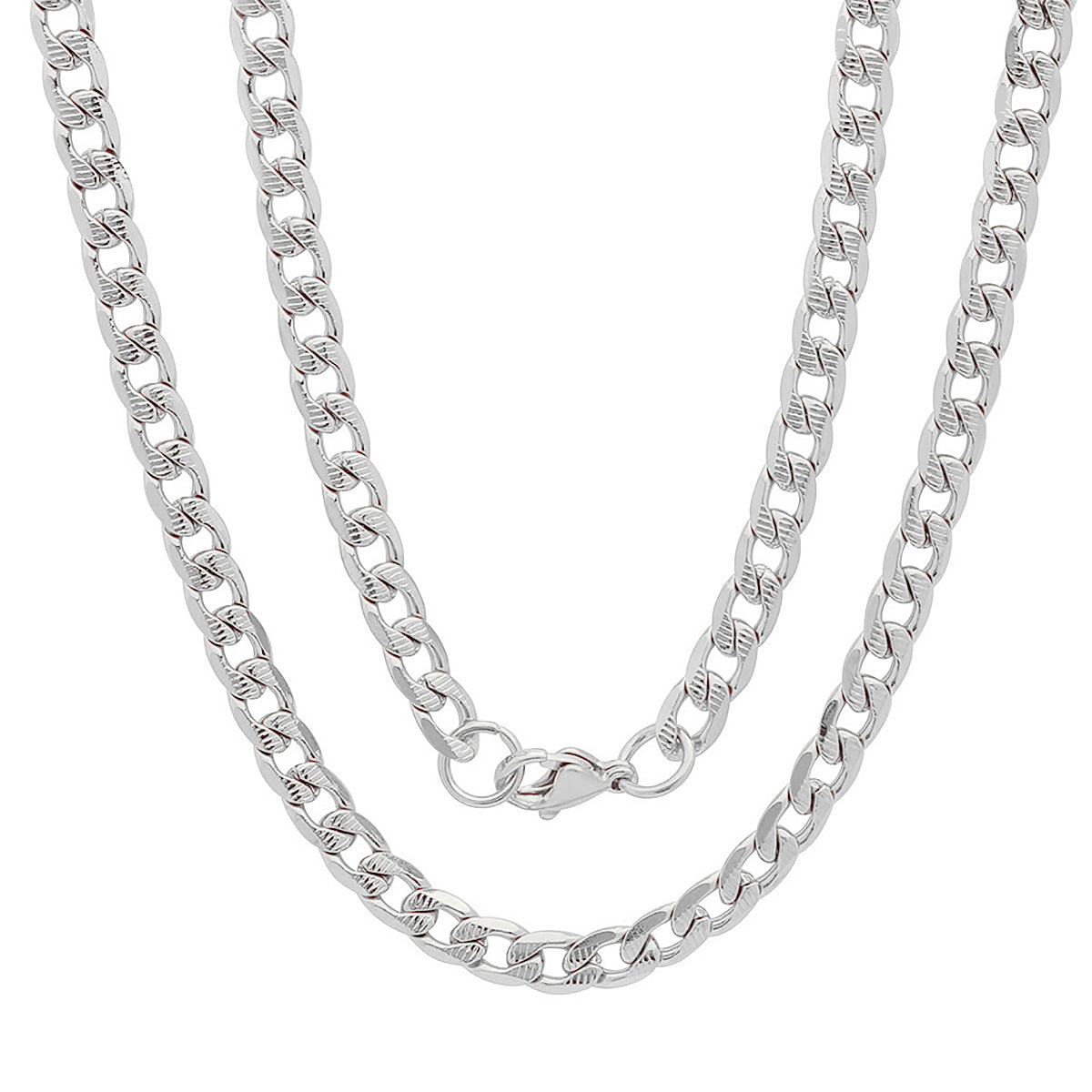 Men’s 6mm Stainless Steel Accented Cuban Link Chain. 24" Biker Necklace