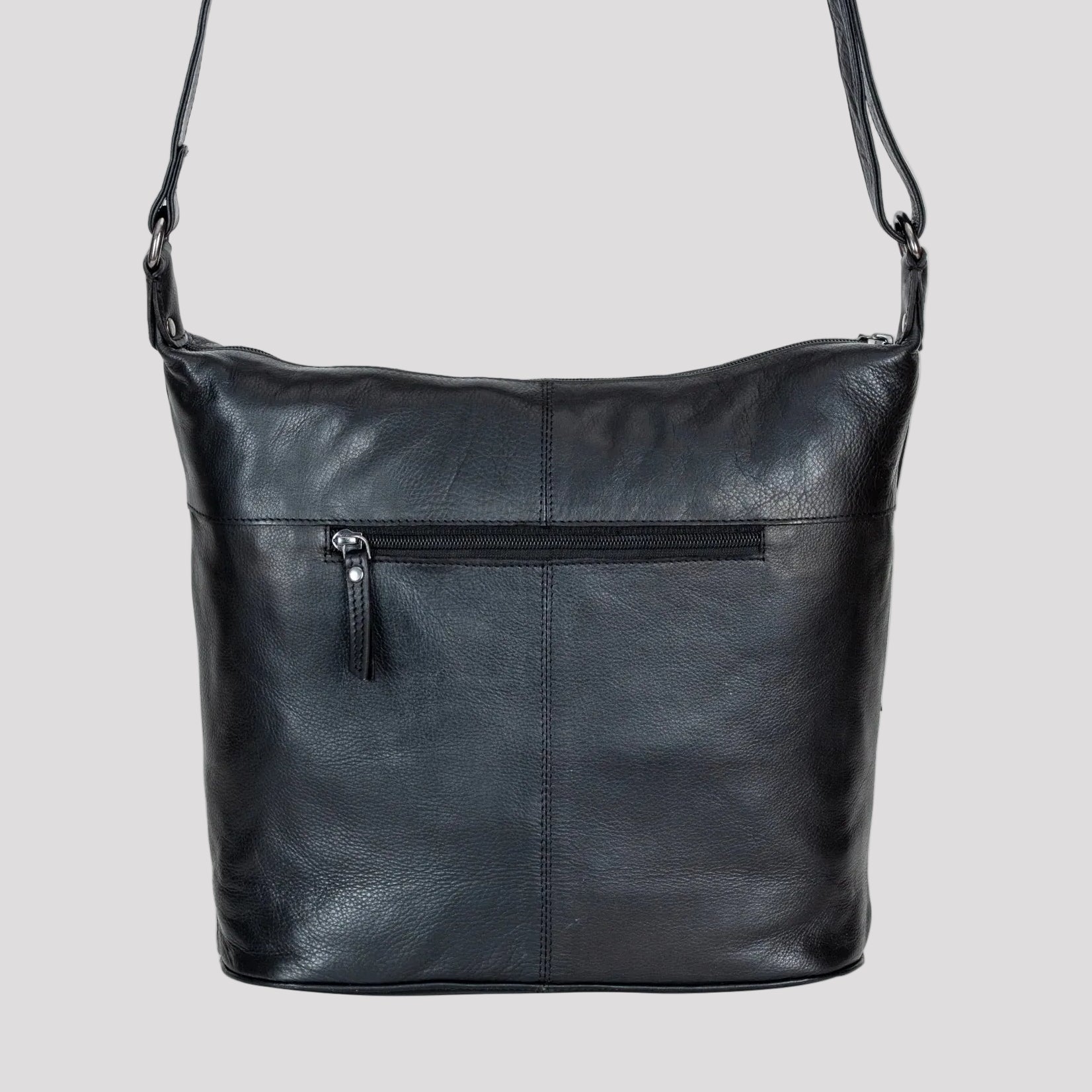 Greenwood Leather Shoulder Bag with 2 Zip Pockets - Boutique of Leathers/Open Road