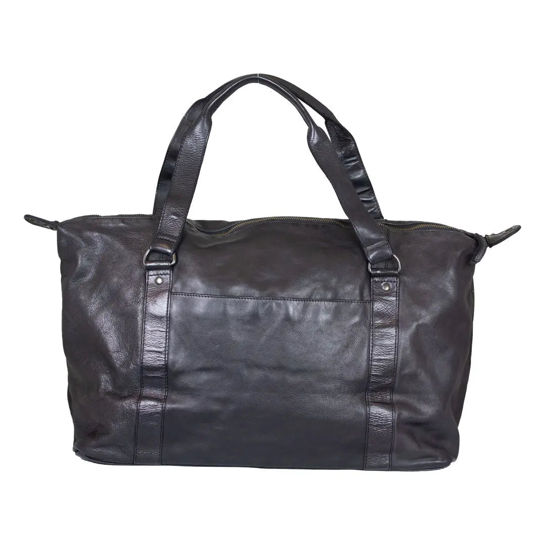 BOL Black Leather Travel Duffle Bag